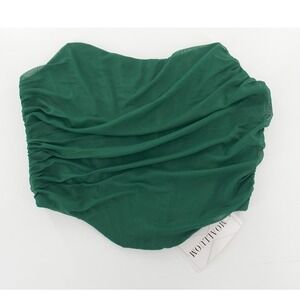 MOALLUOM Corset Top Ruched Mesh Strapless Party Womens Medium Green